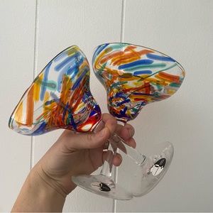 Pier 1 Multicolor Swirl Glasses